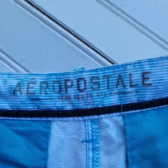Aeropostale Men's Shorts Aqua Blue Size 30 Palm Tree 9" Inseam Casual Cotton - Picture 9 of 10